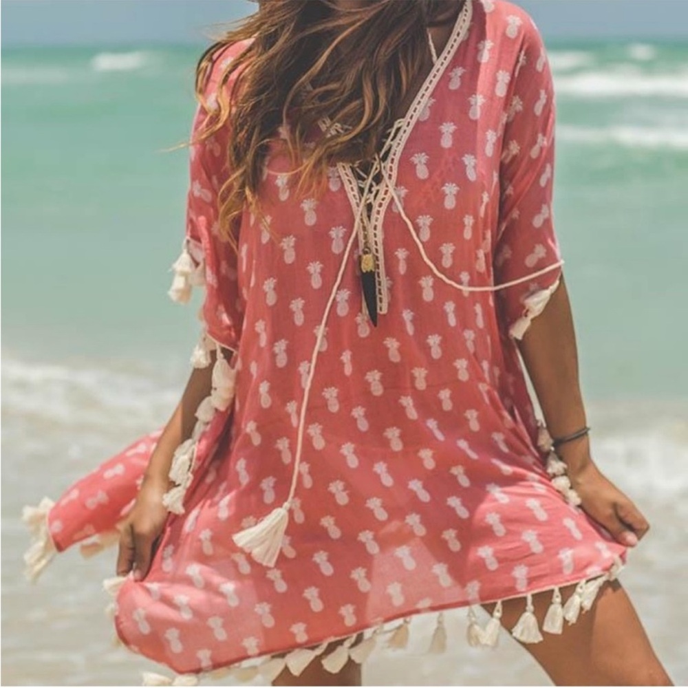 Pink Pineapple Print Swim Coverup